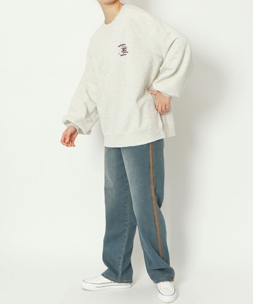 GORGE(ゴージ)の「《ロングリボン×配色ライン》レディース デニムパンツ ゆったりストレート 体型カバー 春夏秋冬(デニムパンツ・レディース・ブルー/ブラック・S/M)」の3枚目の写真