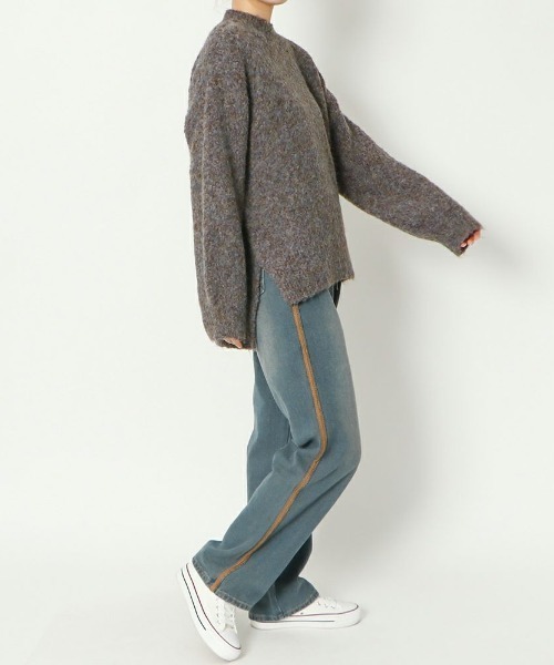 GORGE(ゴージ)の「《ロングリボン×配色ライン》レディース デニムパンツ ゆったりストレート 体型カバー 春夏秋冬(デニムパンツ・レディース・ブルー/ブラック・S/M)」の5枚目の写真