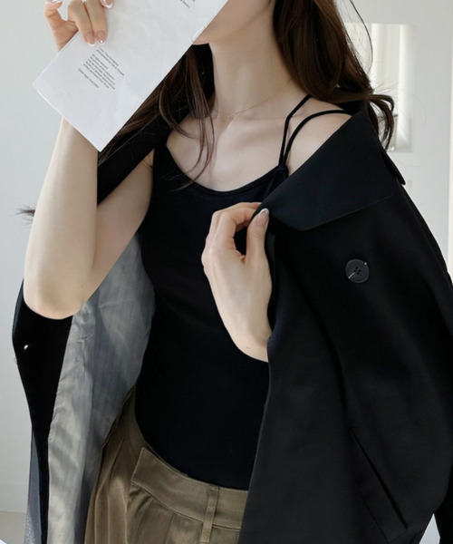 Ada.(エイダ)の「カップ付き ダブルストラップ キャミソール(キャミソール・レディース・ライトブルー/ブラック/オフホワイト/ダークブラウン・FREE)」の18枚目の写真