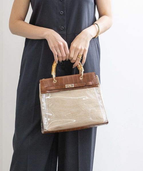 MIAN （ミアン）の「2wayクリアハンドバッグ【詳細動画あり】（ハンドバッグ・レディース・ブラック/ブラウン/グレイッシュベージュ・FREE）」の2枚目の写真