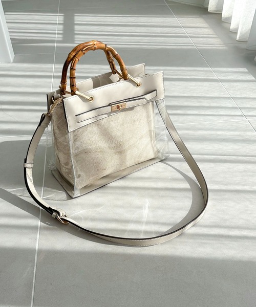 MIAN （ミアン）の「2wayクリアハンドバッグ【詳細動画あり】（ハンドバッグ・レディース・ブラック/ブラウン/グレイッシュベージュ・FREE）」の3枚目の写真