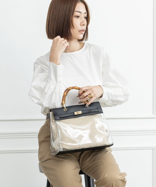 MIAN （ミアン）の「2wayクリアハンドバッグ【詳細動画あり】（ハンドバッグ・レディース・ブラック/ブラウン/グレイッシュベージュ・FREE）」の22枚目の写真