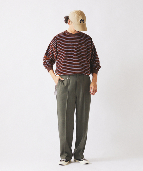 JOURNAL STANDARD relume（ジャーナルスタンダード　レリューム）の「ベルベットタッチ ベロアボーダー ロンT（Tシャツ/カットソー・メンズ・ブラウン/ネイビー/ブラックミックス・MEDIUM/LARGE）」の9枚目の写真