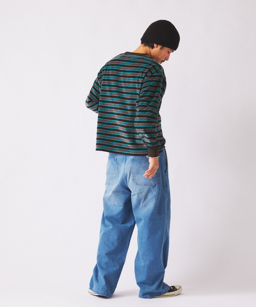 JOURNAL STANDARD relume（ジャーナルスタンダード　レリューム）の「ベルベットタッチ ベロアボーダー ロンT（Tシャツ/カットソー・メンズ・ブラウン/ネイビー/ブラックミックス・MEDIUM/LARGE）」の13枚目の写真