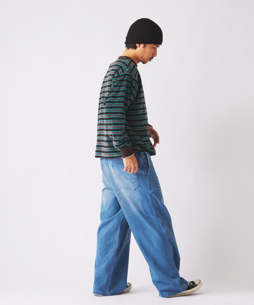 JOURNAL STANDARD relume（ジャーナルスタンダード　レリューム）の「ベルベットタッチ ベロアボーダー ロンT（Tシャツ/カットソー・メンズ・ブラウン/ネイビー/ブラックミックス・MEDIUM/LARGE）」の14枚目の写真