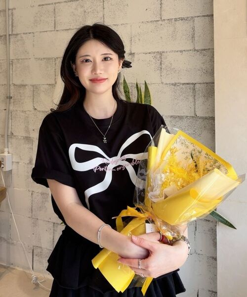 ROIDESROIS(ロワデロワ)の「リボンプリントオーバーサイズ半袖Tシャツ(ブラック)(Tシャツ/カットソー・レディース・その他・S/M/XL/2XL/L)」の10枚目の写真