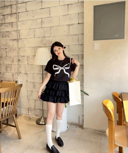 ROIDESROIS(ロワデロワ)の「リボンプリントオーバーサイズ半袖Tシャツ(ブラック)(Tシャツ/カットソー・レディース・その他・S/M/XL/2XL/L)」の3枚目の写真