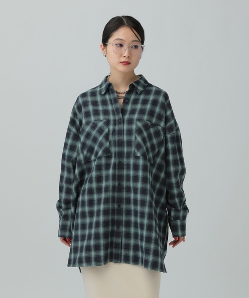 LEPSIM（レプシィム）の「チェックシャツチュニック　638752（シャツ/ブラウス・レディース・ブルー系その他/ブラック系その他/ブラウン系その他・FREE）」の3枚目の写真