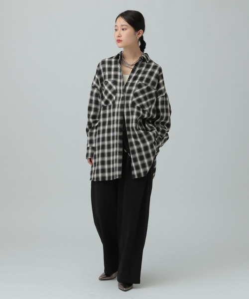 LEPSIM（レプシィム）の「チェックシャツチュニック　638752（シャツ/ブラウス・レディース・ブルー系その他/ブラック系その他/ブラウン系その他・FREE）」の7枚目の写真