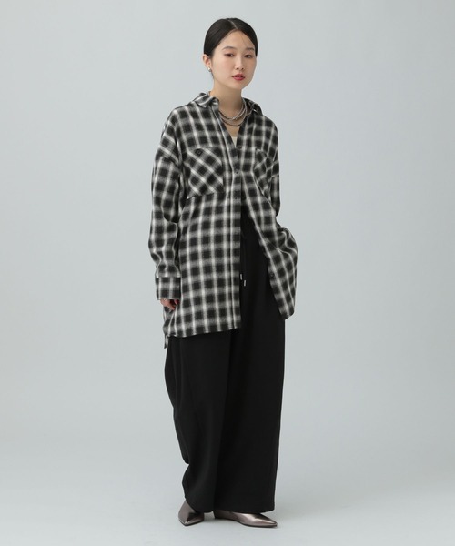 LEPSIM（レプシィム）の「チェックシャツチュニック　638752（シャツ/ブラウス・レディース・ブルー系その他/ブラック系その他/ブラウン系その他・FREE）」の9枚目の写真