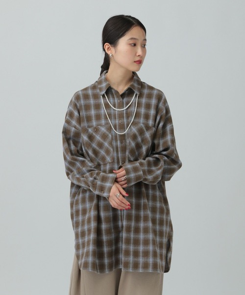 LEPSIM（レプシィム）の「チェックシャツチュニック　638752（シャツ/ブラウス・レディース・ブルー系その他/ブラック系その他/ブラウン系その他・FREE）」の10枚目の写真