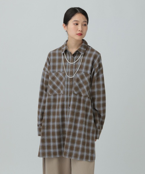 LEPSIM（レプシィム）の「チェックシャツチュニック　638752（シャツ/ブラウス・レディース・ブルー系その他/ブラック系その他/ブラウン系その他・FREE）」の11枚目の写真