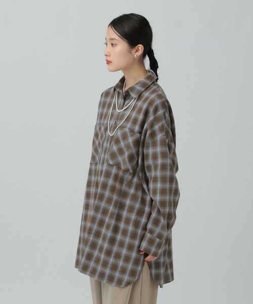 LEPSIM（レプシィム）の「チェックシャツチュニック　638752（シャツ/ブラウス・レディース・ブルー系その他/ブラック系その他/ブラウン系その他・FREE）」の12枚目の写真