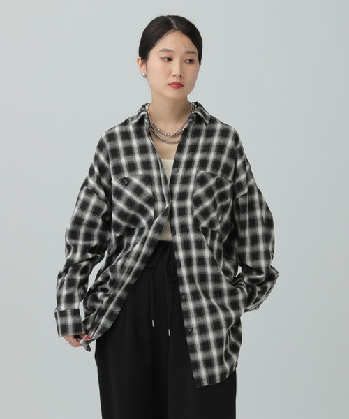 LEPSIM（レプシィム）の「チェックシャツチュニック　638752（シャツ/ブラウス・レディース・ブルー系その他/ブラック系その他/ブラウン系その他・FREE）」の4枚目の写真