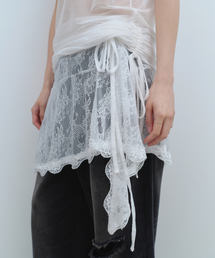 MILLO WOMEN（ミロウーマン）の「レーストリミングラップスカート[ホワイト]（スカート）」