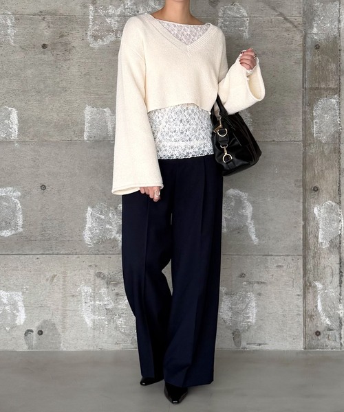 mysty woman（ミスティウーマン）の「レースリバーシブルプルオーバー 643875（Tシャツ/カットソー・レディース・グレー/アイボリー/ブラック・FREE）」の11枚目の写真