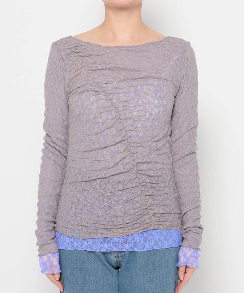 mysty woman（ミスティウーマン）の「レースリバーシブルプルオーバー 643875（Tシャツ/カットソー・レディース・グレー/アイボリー/ブラック・FREE）」の15枚目の写真