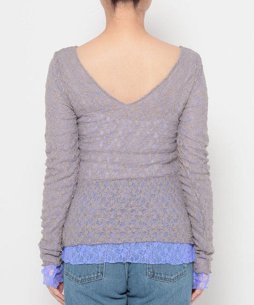 mysty woman（ミスティウーマン）の「レースリバーシブルプルオーバー 643875（Tシャツ/カットソー・レディース・グレー/アイボリー/ブラック・FREE）」の17枚目の写真