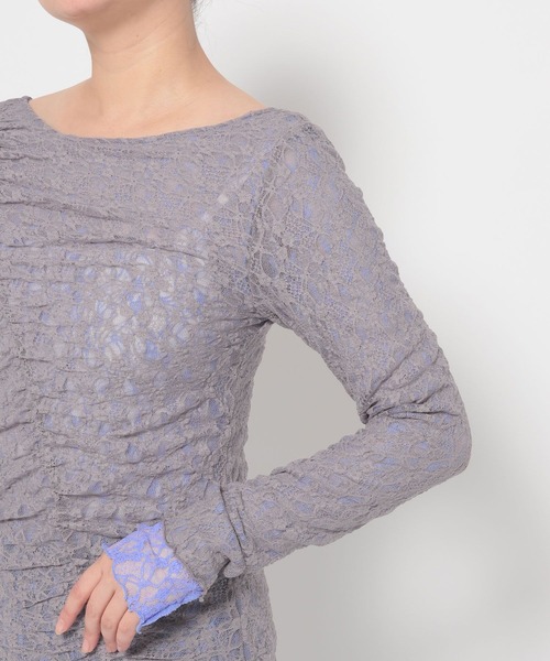 mysty woman（ミスティウーマン）の「レースリバーシブルプルオーバー 643875（Tシャツ/カットソー・レディース・グレー/アイボリー/ブラック・FREE）」の19枚目の写真