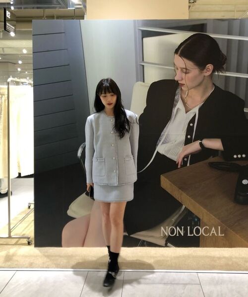 NONLOCAL（ノンローカル）の「フリンジツイードオーバーフィットジャケット - ブルー（テーラードジャケット・レディース・その他・FREE）」の3枚目の写真