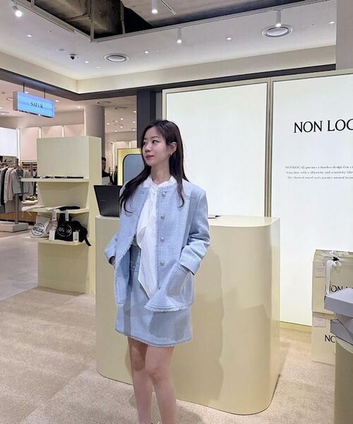 NONLOCAL（ノンローカル）の「フリンジツイードオーバーフィットジャケット - ブルー（テーラードジャケット・レディース・その他・FREE）」の5枚目の写真