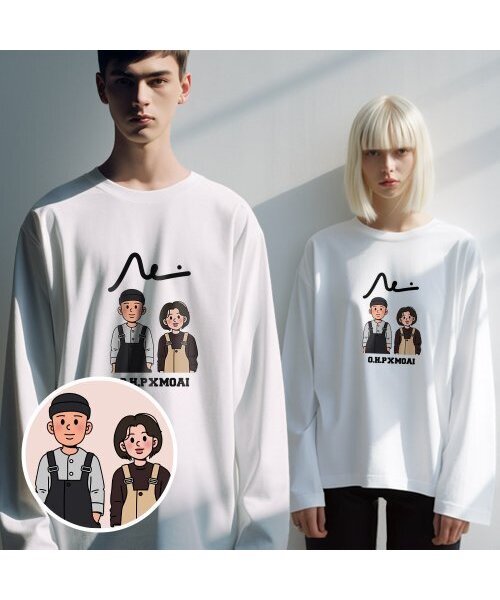 ONEHUNDREDPERCENT FOR WOMAN(ワンハンドレッドパーセントフォーウーマン)の「OHP x MOAI カップルベーシック長袖Tシャツ(Tシャツ/カットソー・レディース・その他・L/2XL/M/XL)」の1枚目の写真
