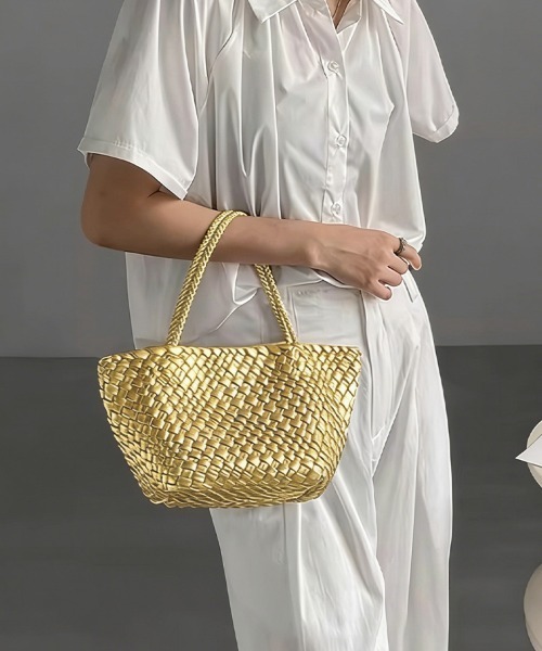 ONEP STAR(ワンピスター)の「編み込みデザインハンドバッグ×ミニバッグ付き(ハンドバッグ・レディース・ブラック/オフホワイト/シルバー/ゴールド・FREE)」の21枚目の写真