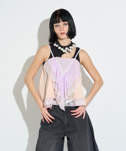 ANNA SUI NYC(アナ スイ エヌ ワイ シー)の「パネルレースキャミ(シャツ/ブラウス・レディース・オレンジ/ホワイト/ブラック・FREE)」の4枚目の写真