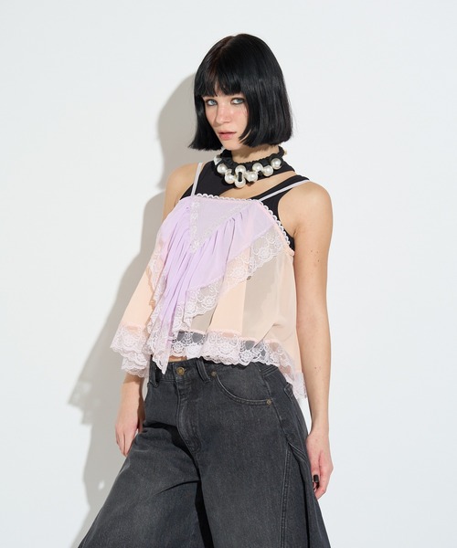 ANNA SUI NYC(アナ スイ エヌ ワイ シー)の「パネルレースキャミ(シャツ/ブラウス・レディース・オレンジ/ホワイト/ブラック・FREE)」の5枚目の写真