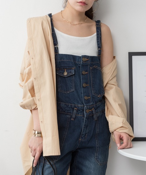 RCD(アールシーディー)の「ゆるサロペットデニムパンツ(サロペット/オーバーオール・レディース・ネイビー/ブルー/ブラック系その他2・M/L/LL/3L/4L)」の10枚目の写真