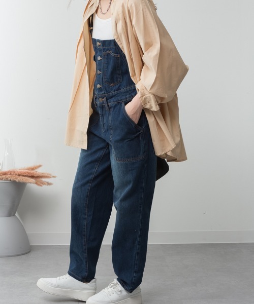 RCD(アールシーディー)の「ゆるサロペットデニムパンツ(サロペット/オーバーオール・レディース・ネイビー/ブルー/ブラック系その他2・M/L/LL/3L/4L)」の6枚目の写真