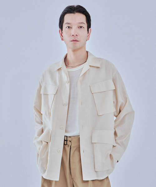 EDIFICE(エディフィス)の「スーピマ ファティーグ ジャケット(ミリタリージャケット・メンズ・ブラック/アイボリー/ブラウン・MEDIUM/LARGE)」の2枚目の写真