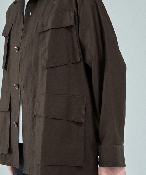 EDIFICE(エディフィス)の「スーピマ ファティーグ ジャケット(ミリタリージャケット・メンズ・ブラック/アイボリー/ブラウン・MEDIUM/LARGE)」の12枚目の写真