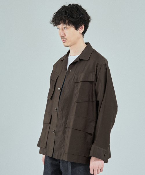 EDIFICE(エディフィス)の「スーピマ ファティーグ ジャケット(ミリタリージャケット・メンズ・ブラック/アイボリー/ブラウン・MEDIUM/LARGE)」の14枚目の写真