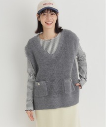 Right-on（ライトオン）の「【HONEYSUCKLE ROSE】ニットフリンジベスト (フリンジデザイン / オールシーズン / レイヤードスタイル / カジュアルエレガント)（ベスト）」