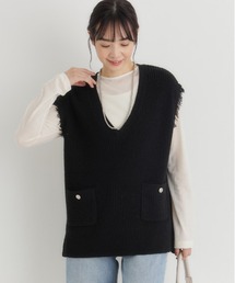 Right-on（ライトオン）の「【HONEYSUCKLE ROSE】ニットフリンジベスト (フリンジデザイン / オールシーズン / レイヤードスタイル / カジュアルエレガント)（ベスト）」