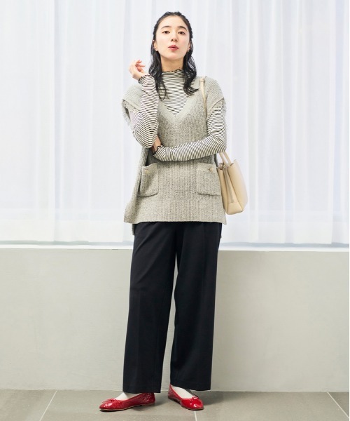 Right-on（ライトオン）の「【HONEYSUCKLE ROSE】ニットフリンジベスト (フリンジデザイン / オールシーズン / レイヤードスタイル / カジュアルエレガント)（ベスト・レディース・グレー/ライトグレー/ブラック・S/M/L）」の8枚目の写真