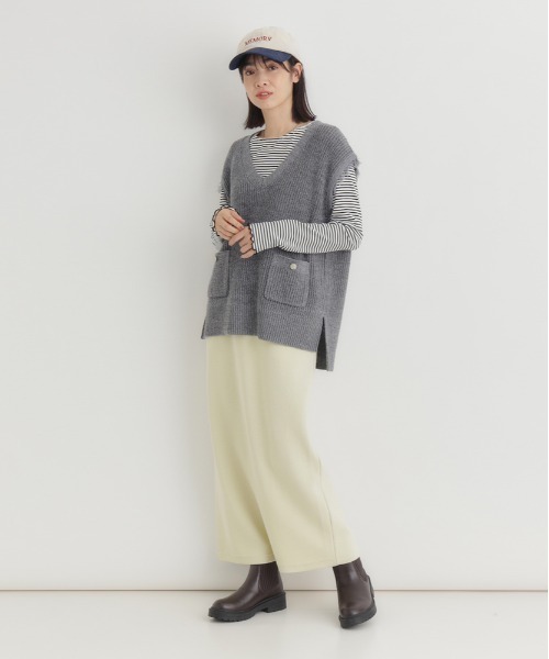 Right-on（ライトオン）の「【HONEYSUCKLE ROSE】ニットフリンジベスト (フリンジデザイン / オールシーズン / レイヤードスタイル / カジュアルエレガント)（ベスト・レディース・グレー/ライトグレー/ブラック・S/M/L）」の12枚目の写真