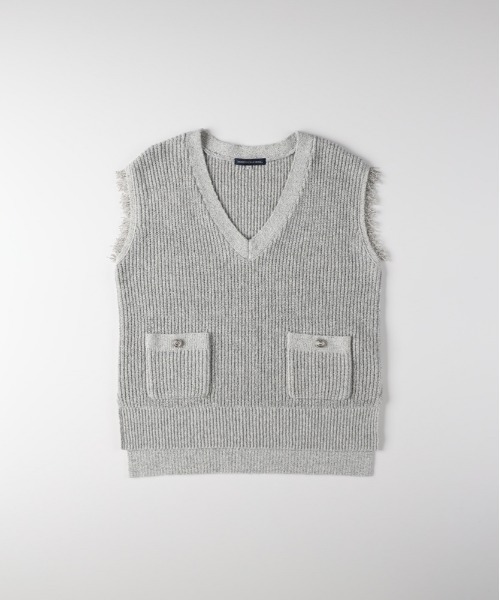 Right-on（ライトオン）の「【HONEYSUCKLE ROSE】ニットフリンジベスト (フリンジデザイン / オールシーズン / レイヤードスタイル / カジュアルエレガント)（ベスト・レディース・グレー/ライトグレー/ブラック・S/M/L）」の15枚目の写真