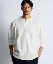 LANVIN en Bleu（ランバンオンブルー）の「8オンス 7分袖 ヘンリーネックTシャツ（Tシャツ/カットソー）」