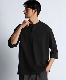 LANVIN en Bleu（ランバンオンブルー）の「8オンス 7分袖 ヘンリーネックTシャツ（Tシャツ/カットソー）」