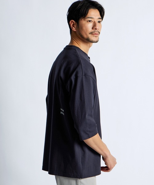 LANVIN en Bleu(ランバンオンブルー)の「8オンス 7分袖 ヘンリーネックTシャツ(Tシャツ/カットソー・メンズ・ブラック/ネイビー/ブルーグレー/オフホワイト・52/50/48/46)」の14枚目の写真