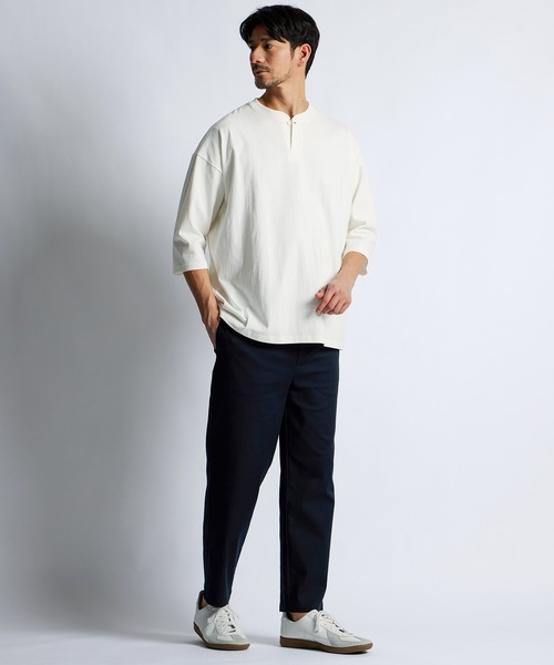 LANVIN en Bleu(ランバンオンブルー)の「8オンス 7分袖 ヘンリーネックTシャツ(Tシャツ/カットソー・メンズ・ブラック/ネイビー/ブルーグレー/オフホワイト・52/50/48/46)」の8枚目の写真