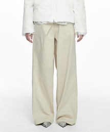 FOLDED WIDE PANTS (UNISEX) LIGHT BEIGE