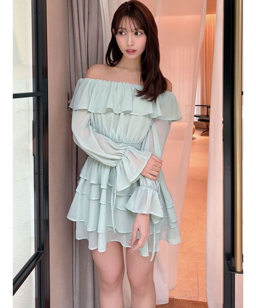 RESEXXY（リゼクシー）の「オフショルシフォンミニワンピース（ワンピース・レディース・ブラック/ミント/ホワイト・FREE）」の11枚目の写真