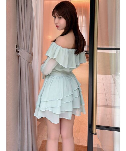 RESEXXY（リゼクシー）の「オフショルシフォンミニワンピース（ワンピース・レディース・ブラック/ミント/ホワイト・FREE）」の12枚目の写真