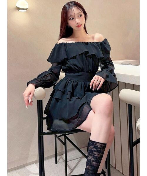 RESEXXY（リゼクシー）の「オフショルシフォンミニワンピース（ワンピース・レディース・ブラック/ミント/ホワイト・FREE）」の15枚目の写真