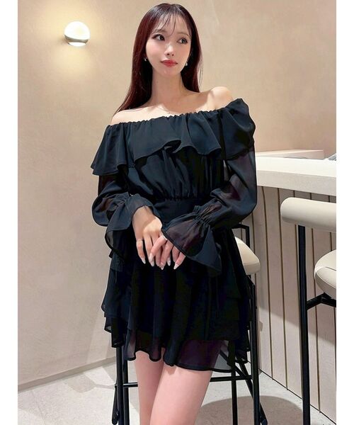 RESEXXY（リゼクシー）の「オフショルシフォンミニワンピース（ワンピース・レディース・ブラック/ミント/ホワイト・FREE）」の17枚目の写真