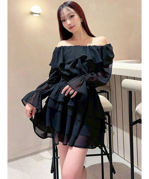 RESEXXY（リゼクシー）の「オフショルシフォンミニワンピース（ワンピース・レディース・ブラック/ミント/ホワイト・FREE）」の18枚目の写真