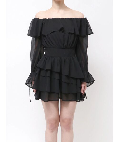 RESEXXY（リゼクシー）の「オフショルシフォンミニワンピース（ワンピース・レディース・ブラック/ミント/ホワイト・FREE）」の19枚目の写真